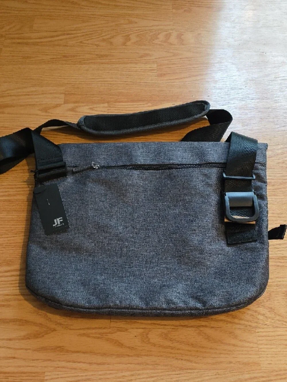 jf j.ferrar Gray Messenger Bag with Tan Accent